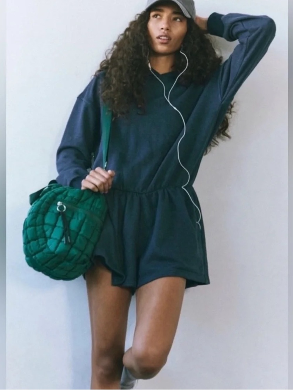 NWT Free People Such a Flirt Navy Romper with Hood